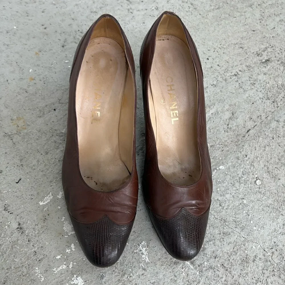 Vintage Chanel toe cap pumps